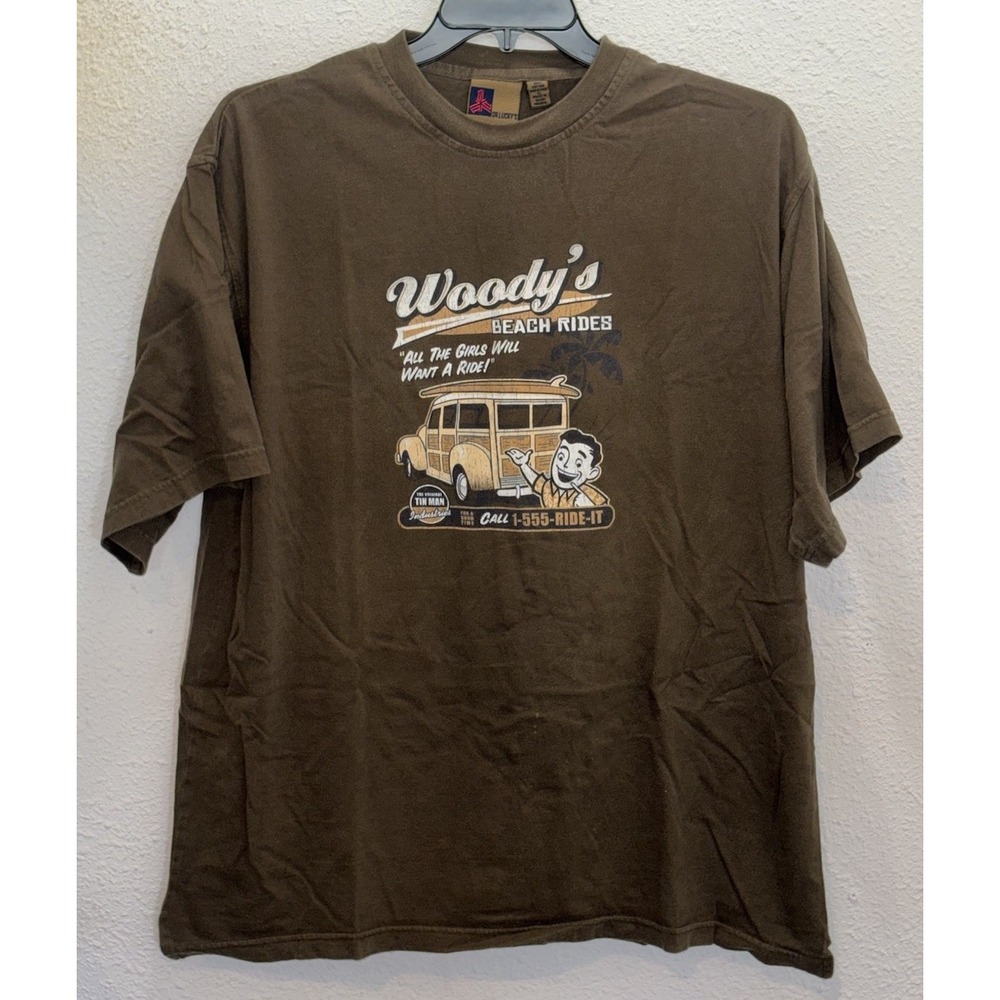 Woody Station Wagon T-shirt Mens XL, Brown Y2K California Surfing Beach